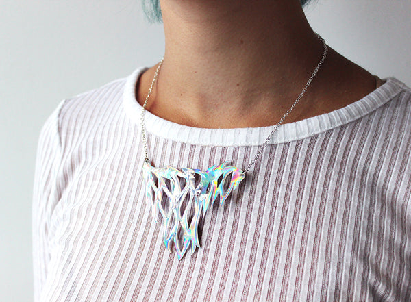 Holographic Veins Resin Necklace